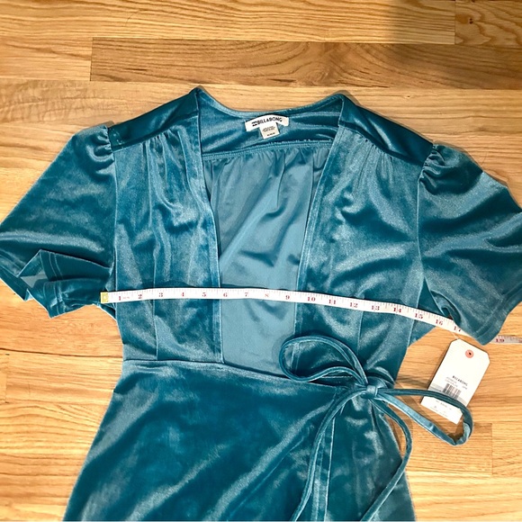 Billabong Teal Blue Velvet Wrap Tassel Mini Dress - Picture 10 of 15
